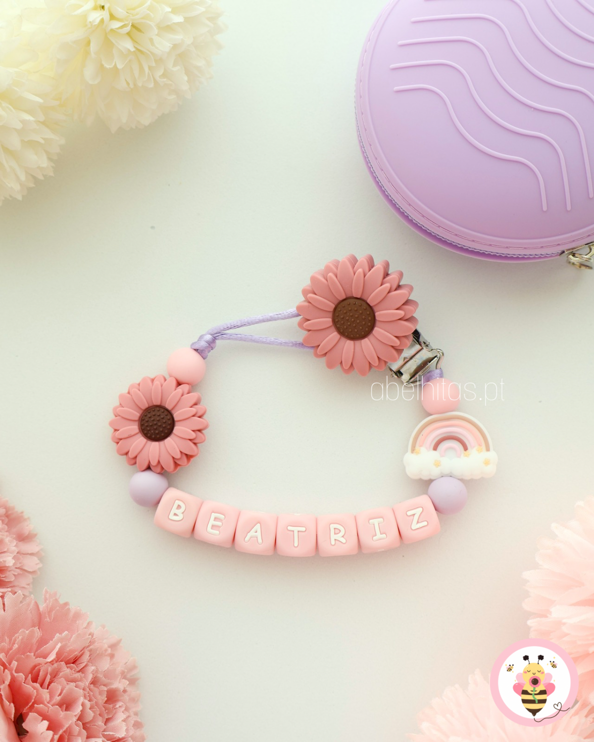 Conjunto Flor rosa escura