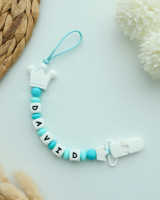 Prendedor de chupeta com nome - Tons verde